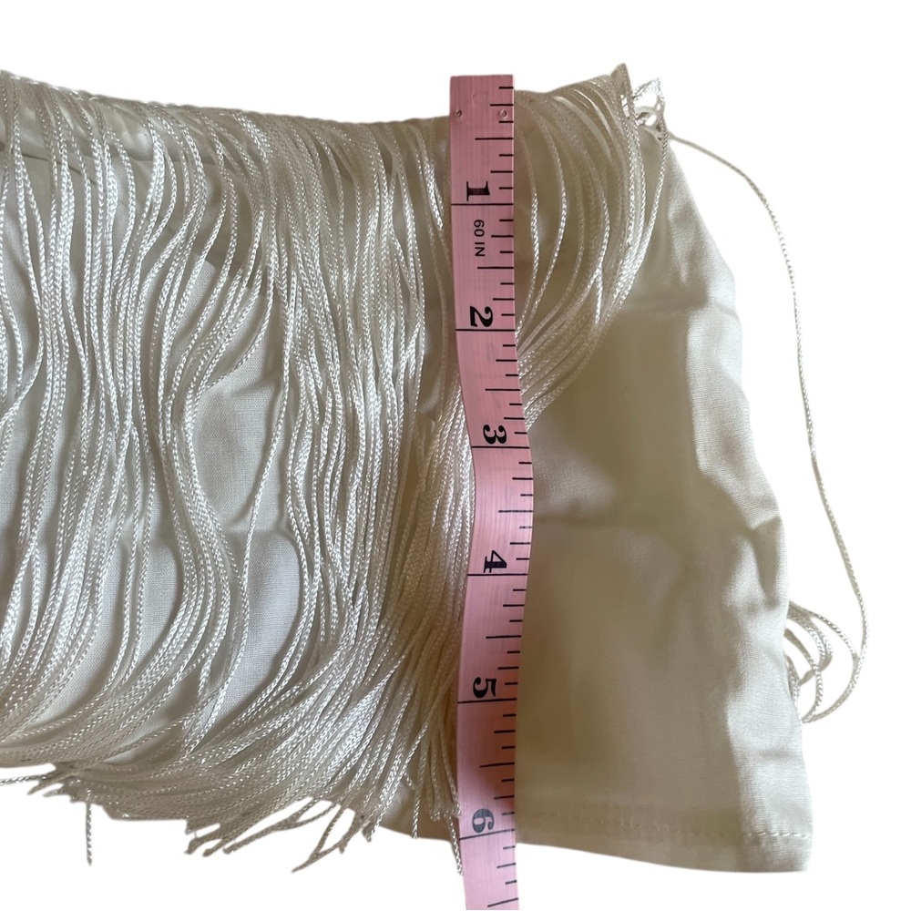 White Fringe Crop Tube ,tie Top, strapless,New - Picture 5 of 6